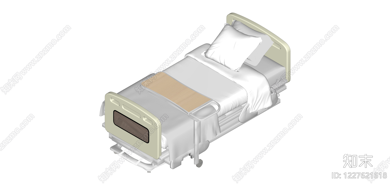 带床架的完整医院病床SU模型下载【ID:1227621618】