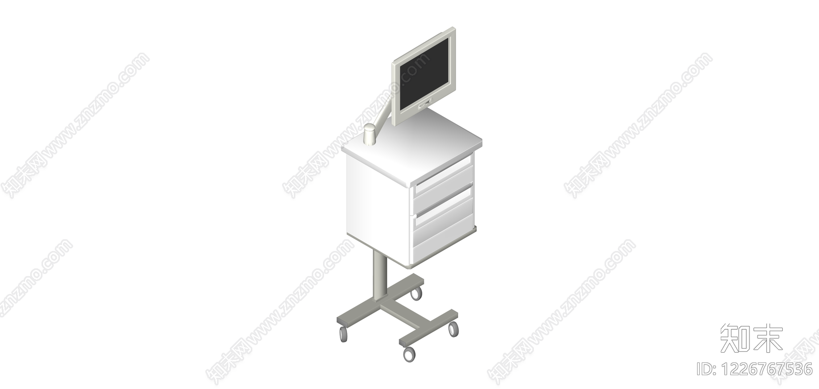 医用移动电脑推车SU模型下载【ID:1226767536】