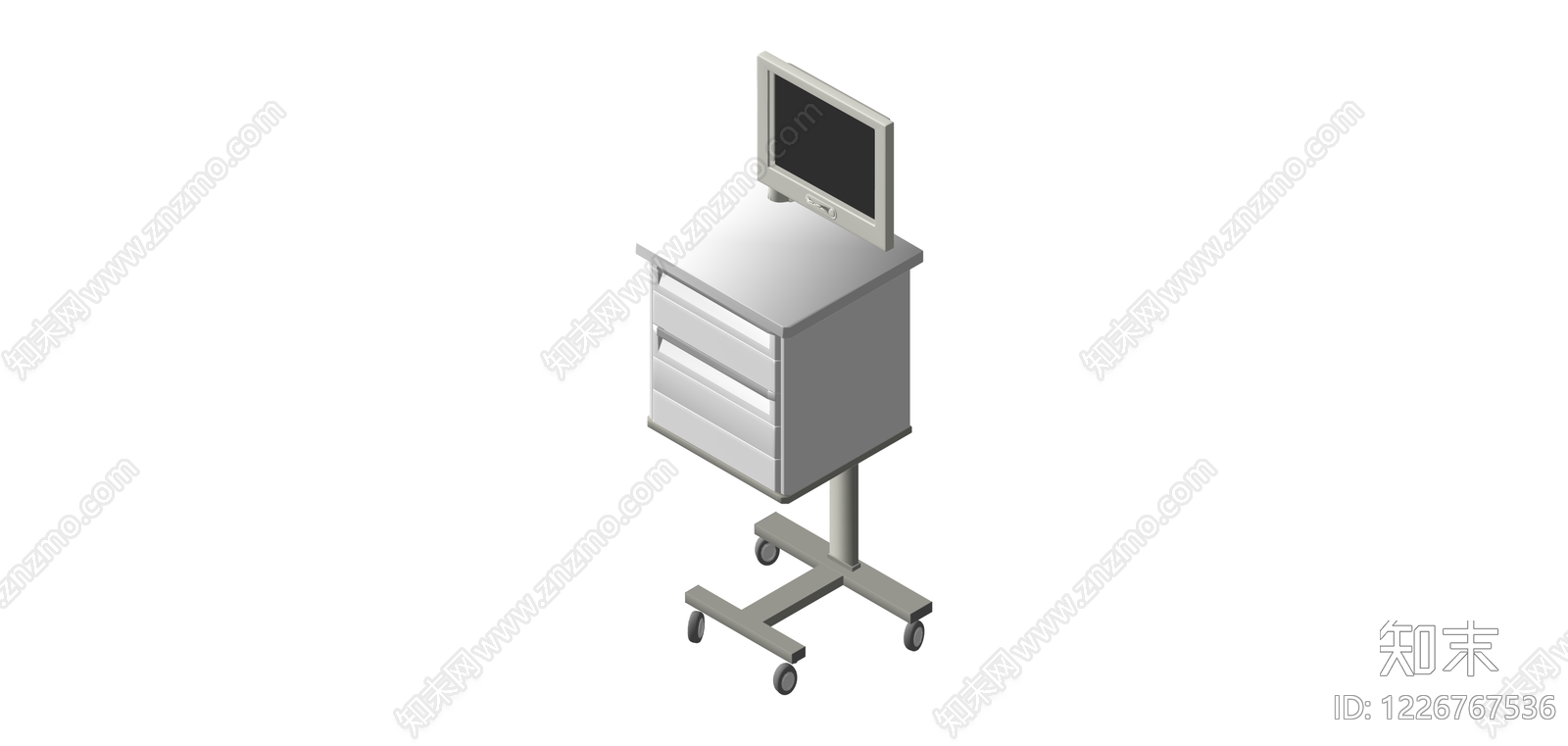 医用移动电脑推车SU模型下载【ID:1226767536】