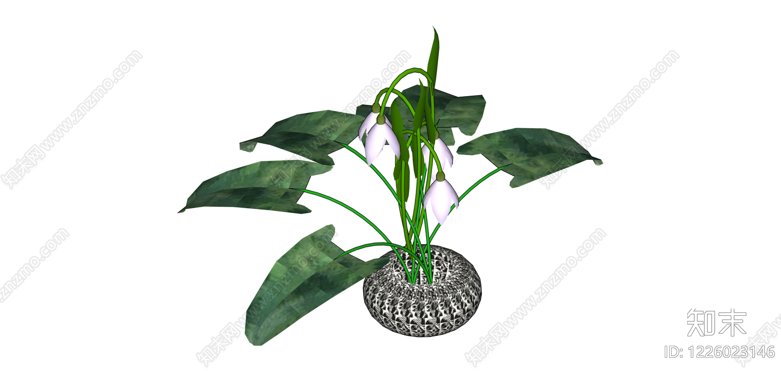 带盆盆栽植物SU模型下载【ID:1226023146】