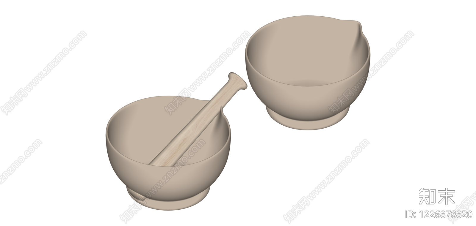 双耳研钵配杵SU模型下载【ID:1226878820】