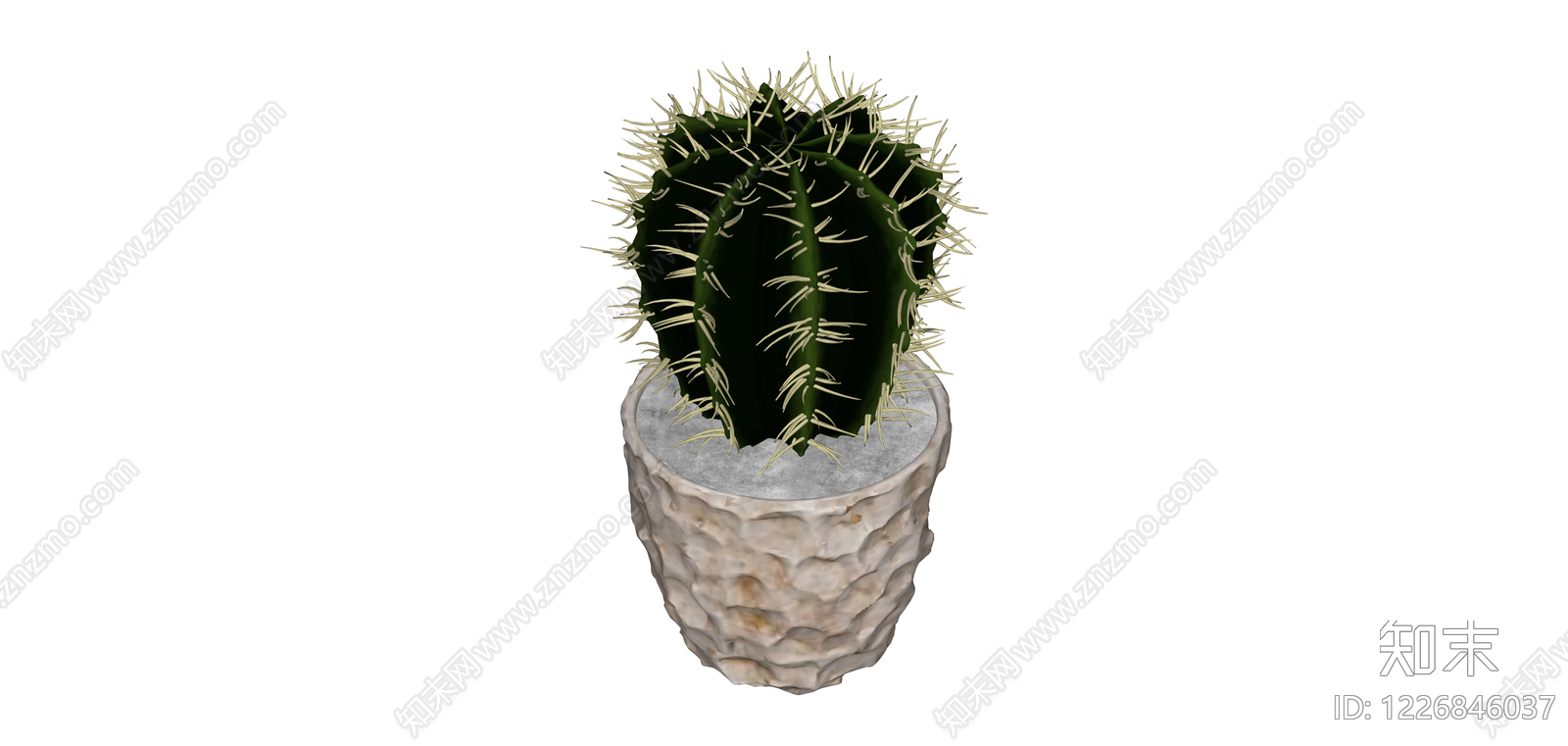 石纹花盆绿植盆栽SU模型下载【ID:1226846037】