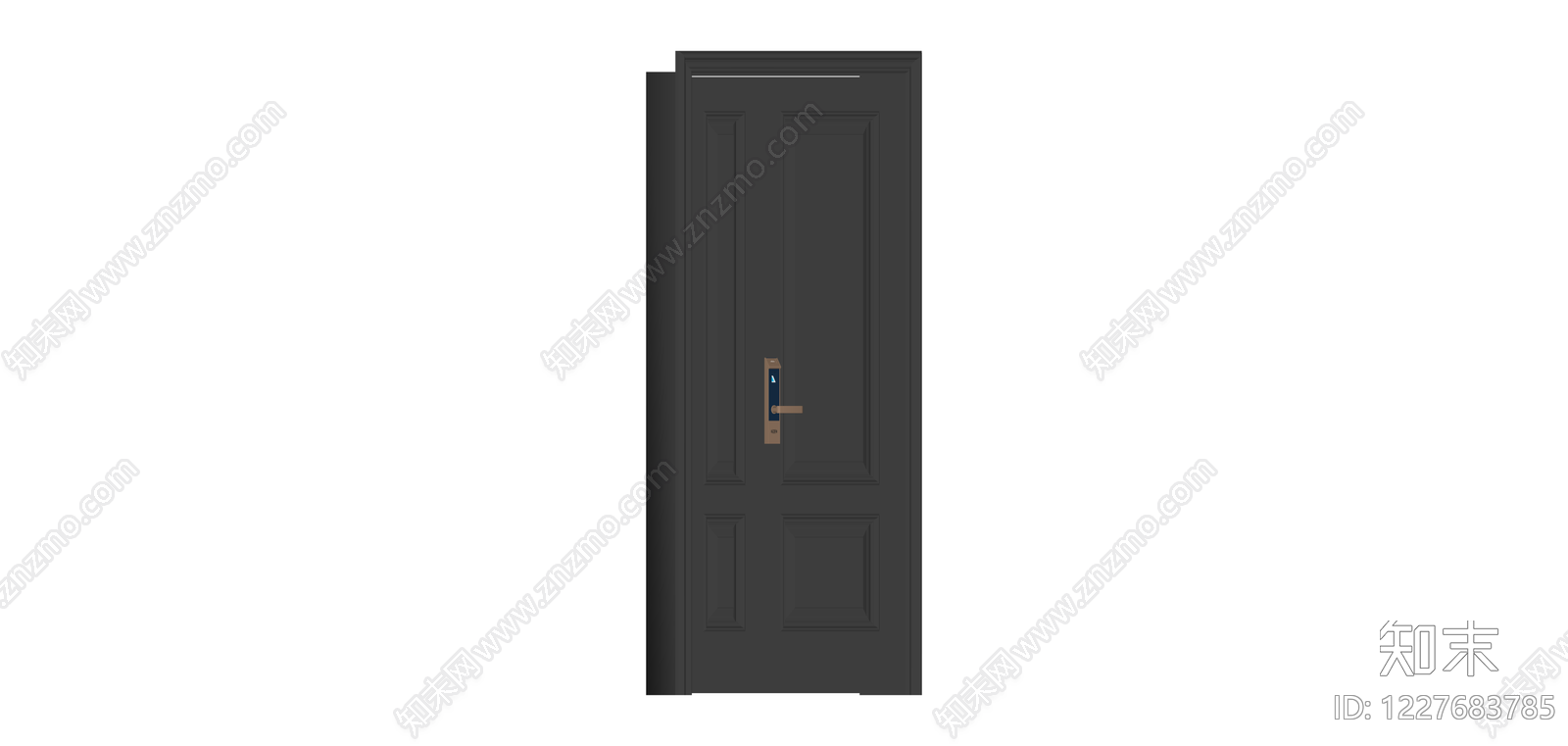 深灰色四格防盗门SU模型下载【ID:1227683785】