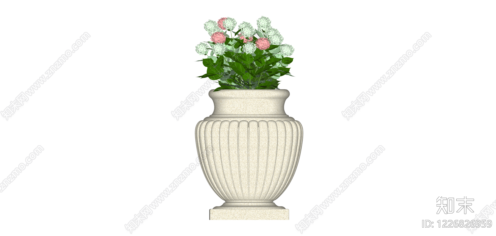 欧式纹理花钵盆栽SU模型下载【ID:1226826959】