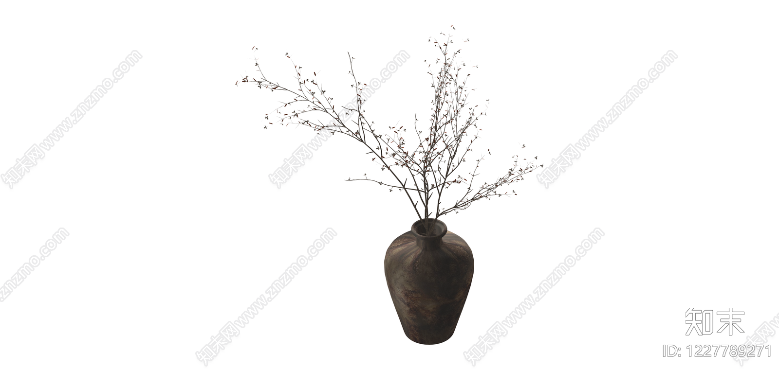 复古陶罐插枝干SU模型下载【ID:1227789271】