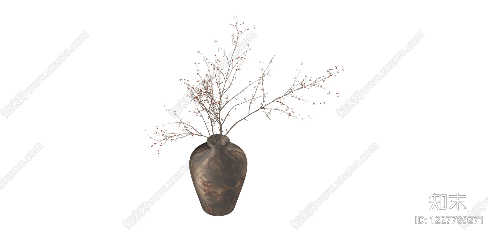 复古陶罐插枝干SU模型下载【ID:1227789271】