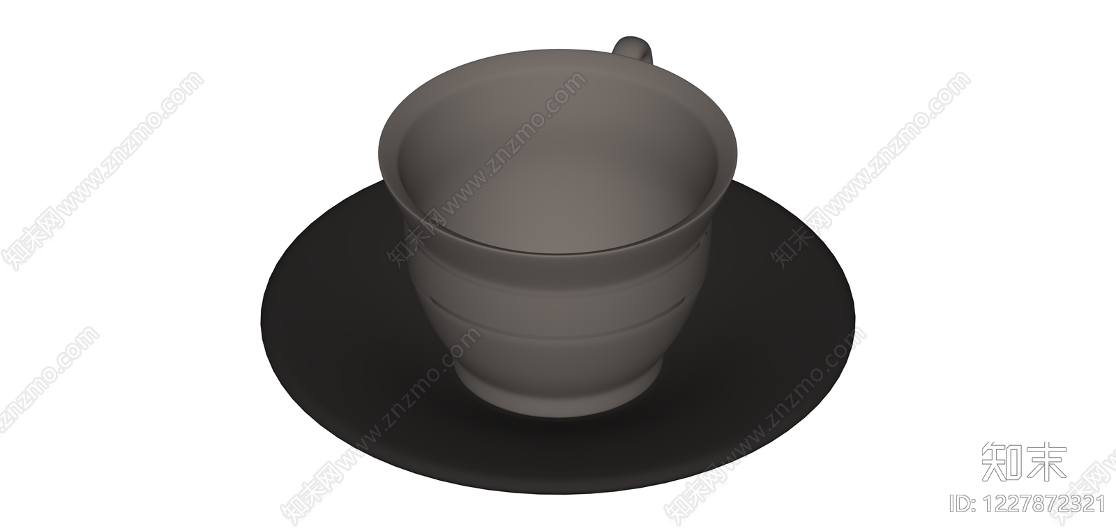 带碟茶杯白模SU模型下载【ID:1227872321】