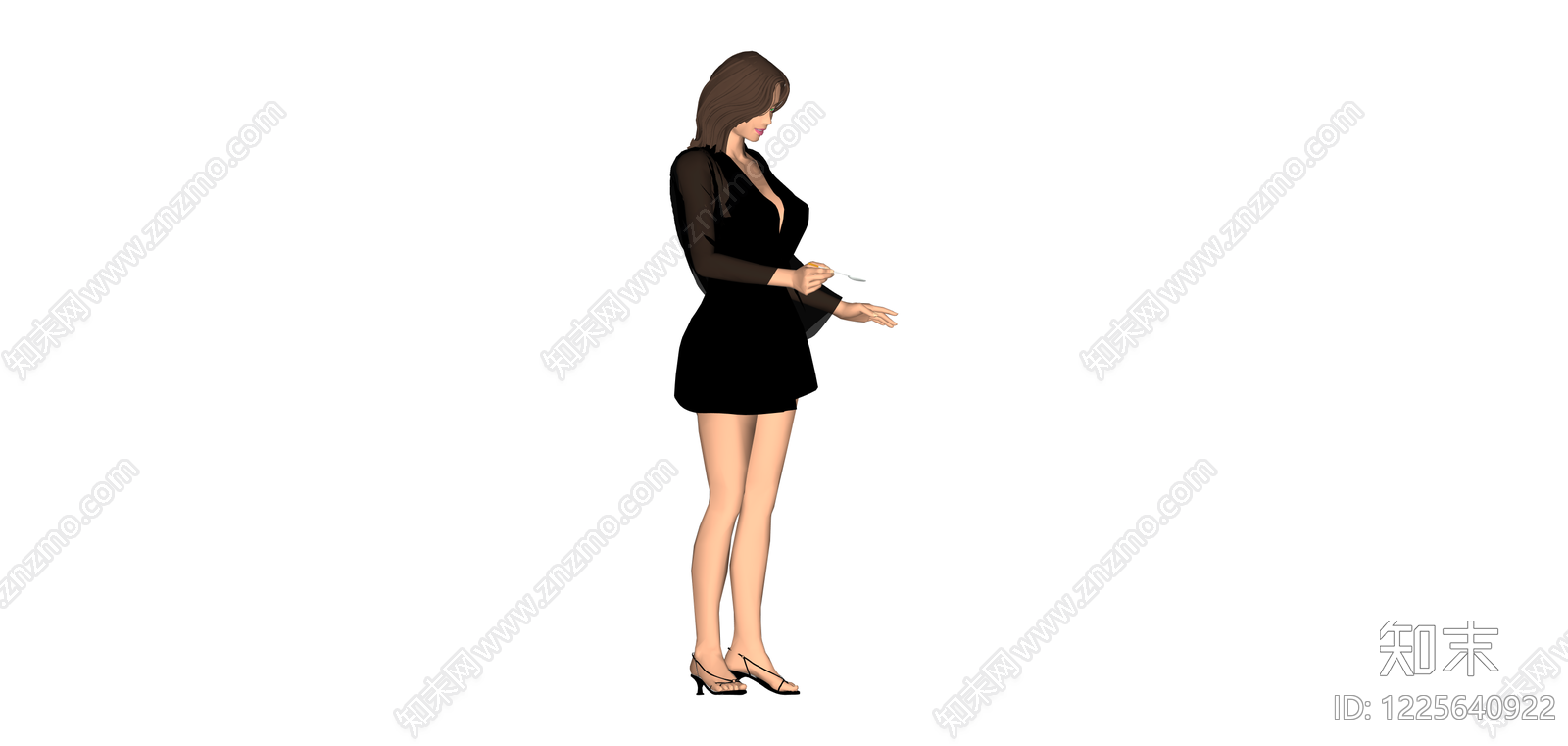 黑衣女性人物模型SU模型下载【ID:1225640922】