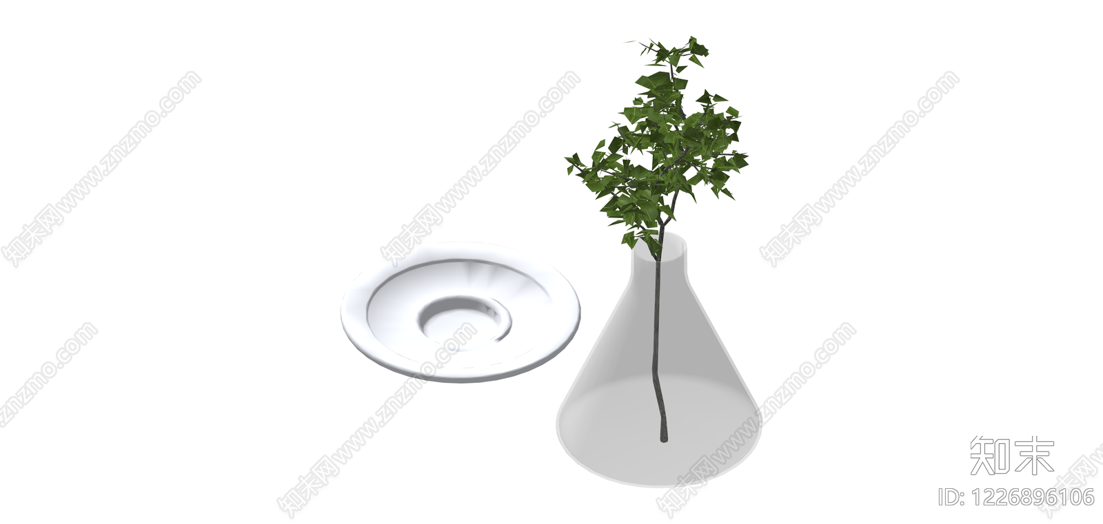 白模植物花瓶组合SU模型下载【ID:1226896106】