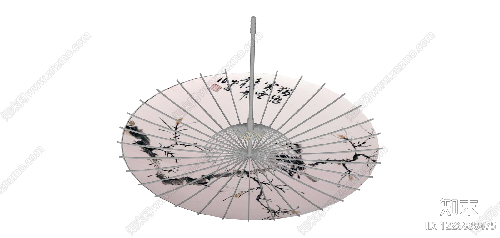 水墨花鸟图案油纸伞SU模型下载【ID:1226838475】