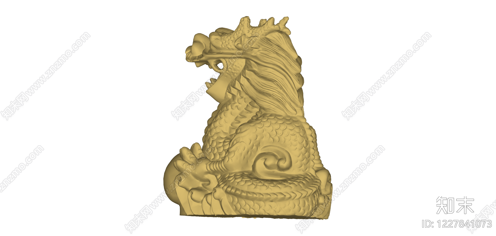 金色龙形雕塑摆件SU模型下载【ID:1227841073】
