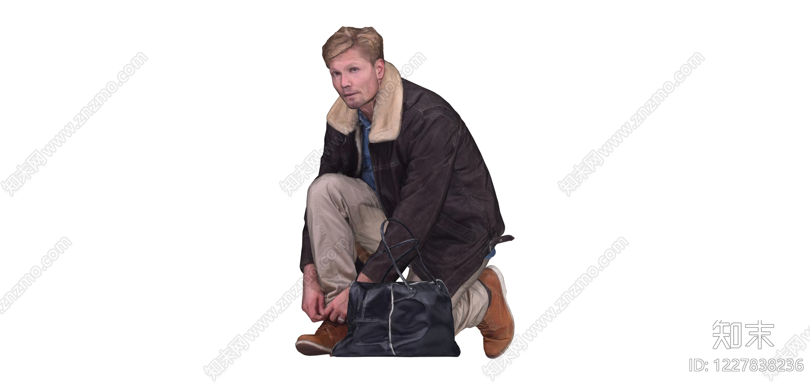 系鞋带男性人物模型SU模型下载【ID:1227838236】