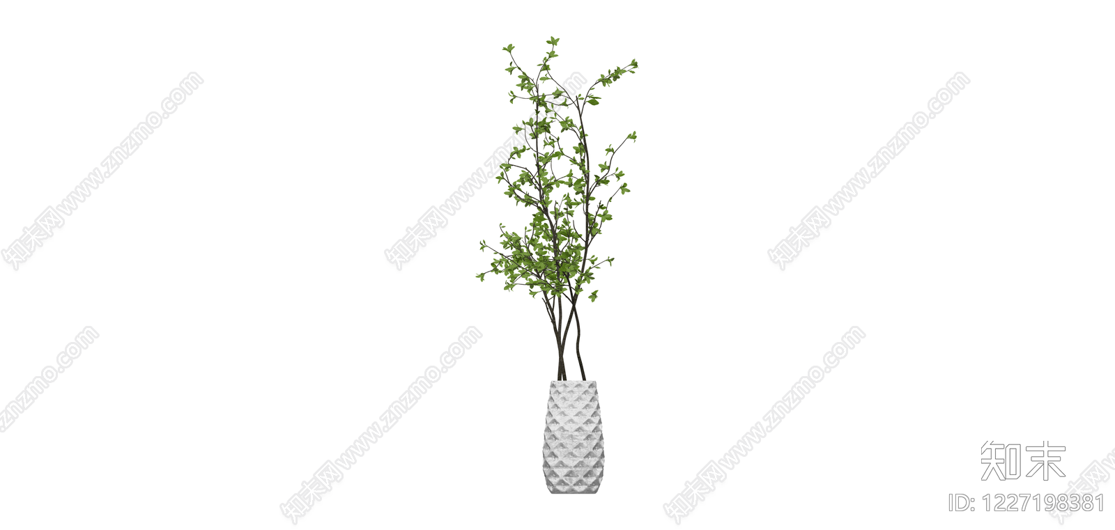 纹理花瓶配绿植SU模型下载【ID:1227198381】