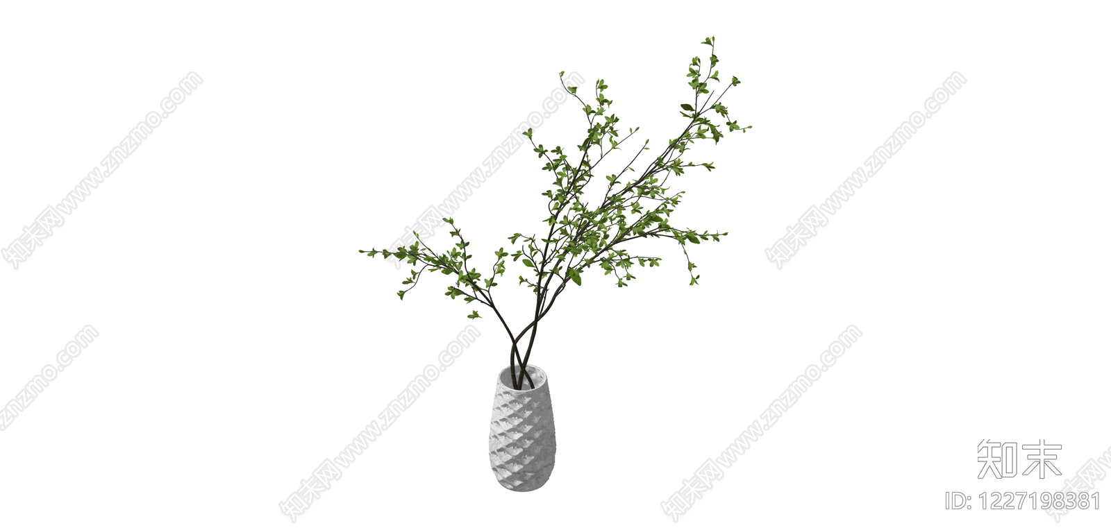纹理花瓶配绿植SU模型下载【ID:1227198381】