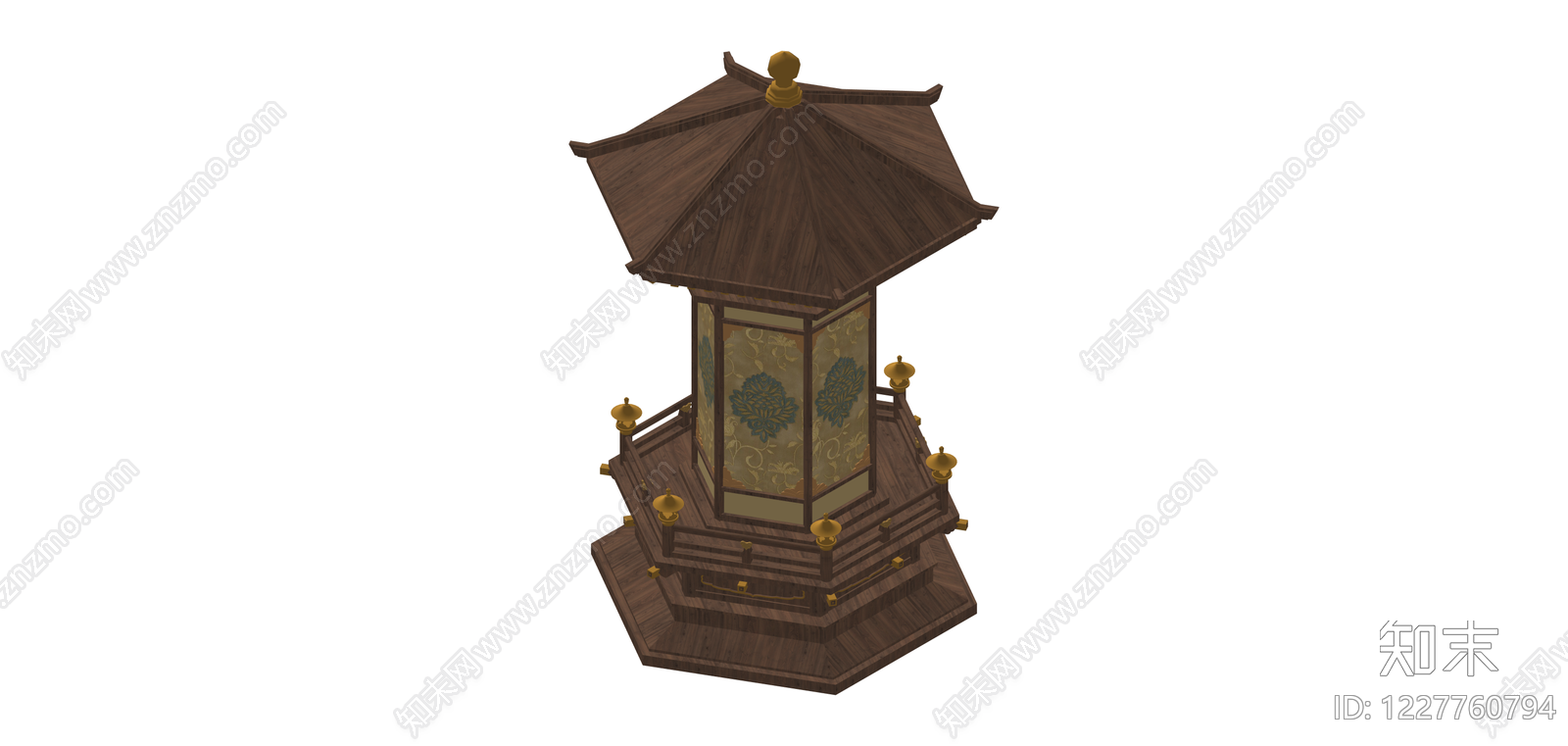 中式六角景观亭SU模型下载【ID:1227760794】