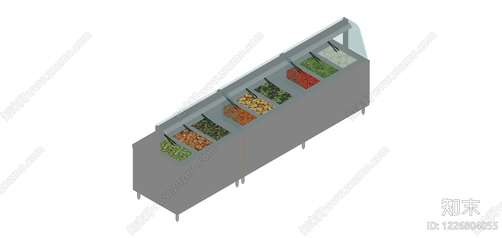 带玻璃罩沙拉展示柜SU模型下载【ID:1226804055】