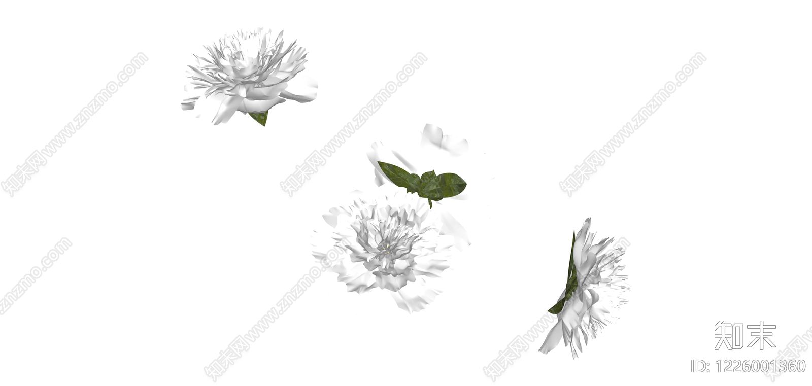 白色牡丹花艺组合SU模型下载【ID:1226001360】