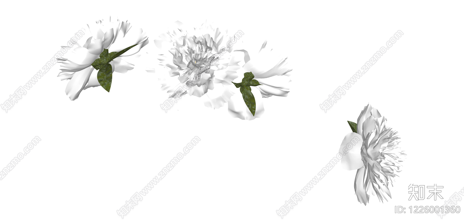白色牡丹花艺组合SU模型下载【ID:1226001360】