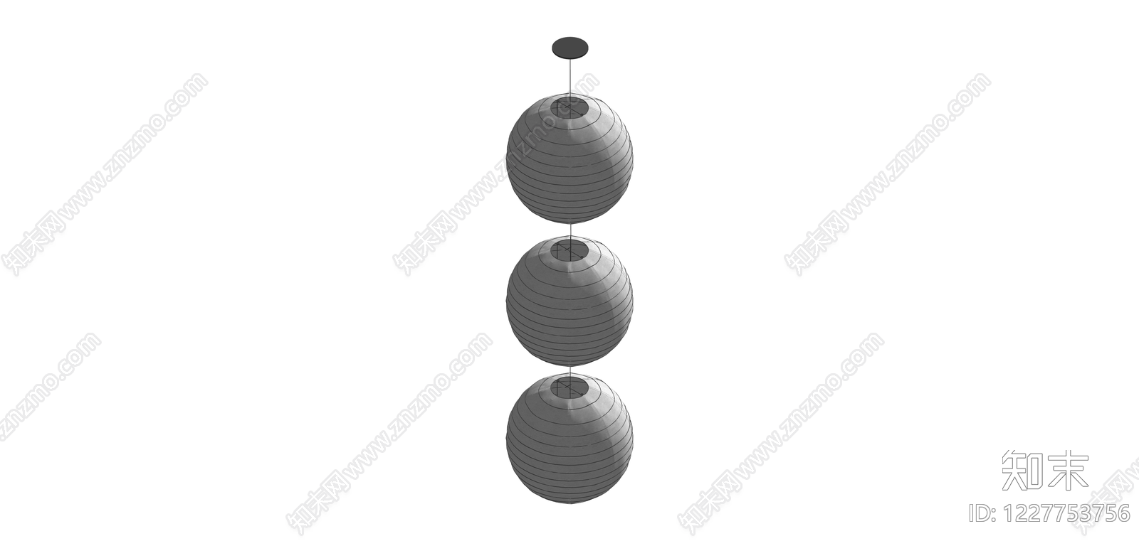 三球串联纸灯笼SU模型下载【ID:1227753756】
