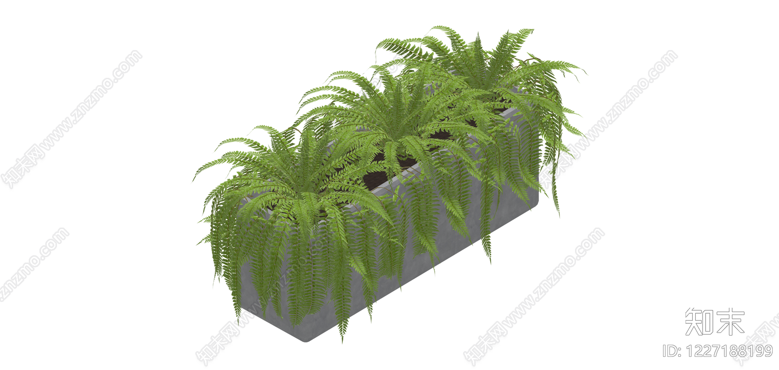 长方形混凝土花箱绿植SU模型下载【ID:1227188199】