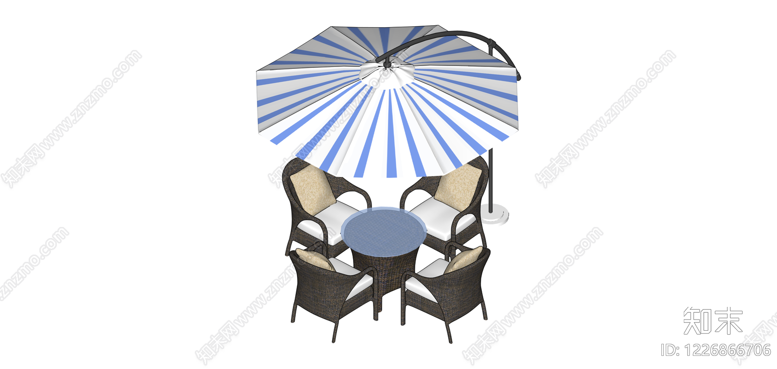 户外桌椅伞组合SU模型下载【ID:1226866706】