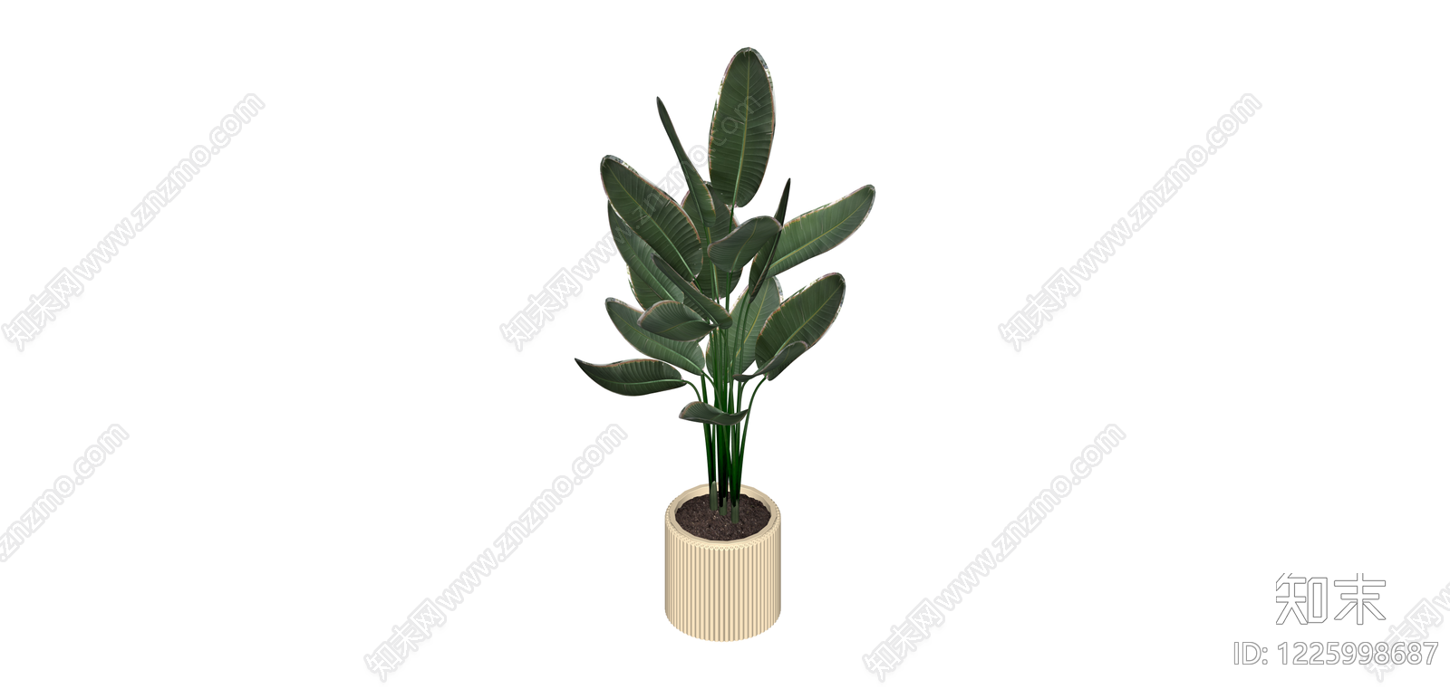 带盆绿植盆栽SU模型下载【ID:1225998687】