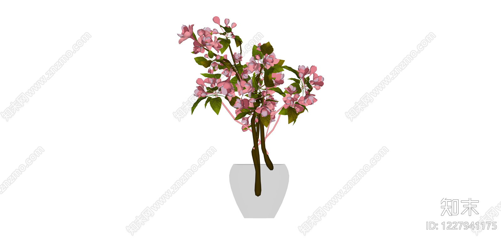 粉色花艺盆栽组合SU模型下载【ID:1227941175】