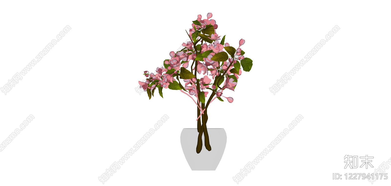 粉色花艺盆栽组合SU模型下载【ID:1227941175】