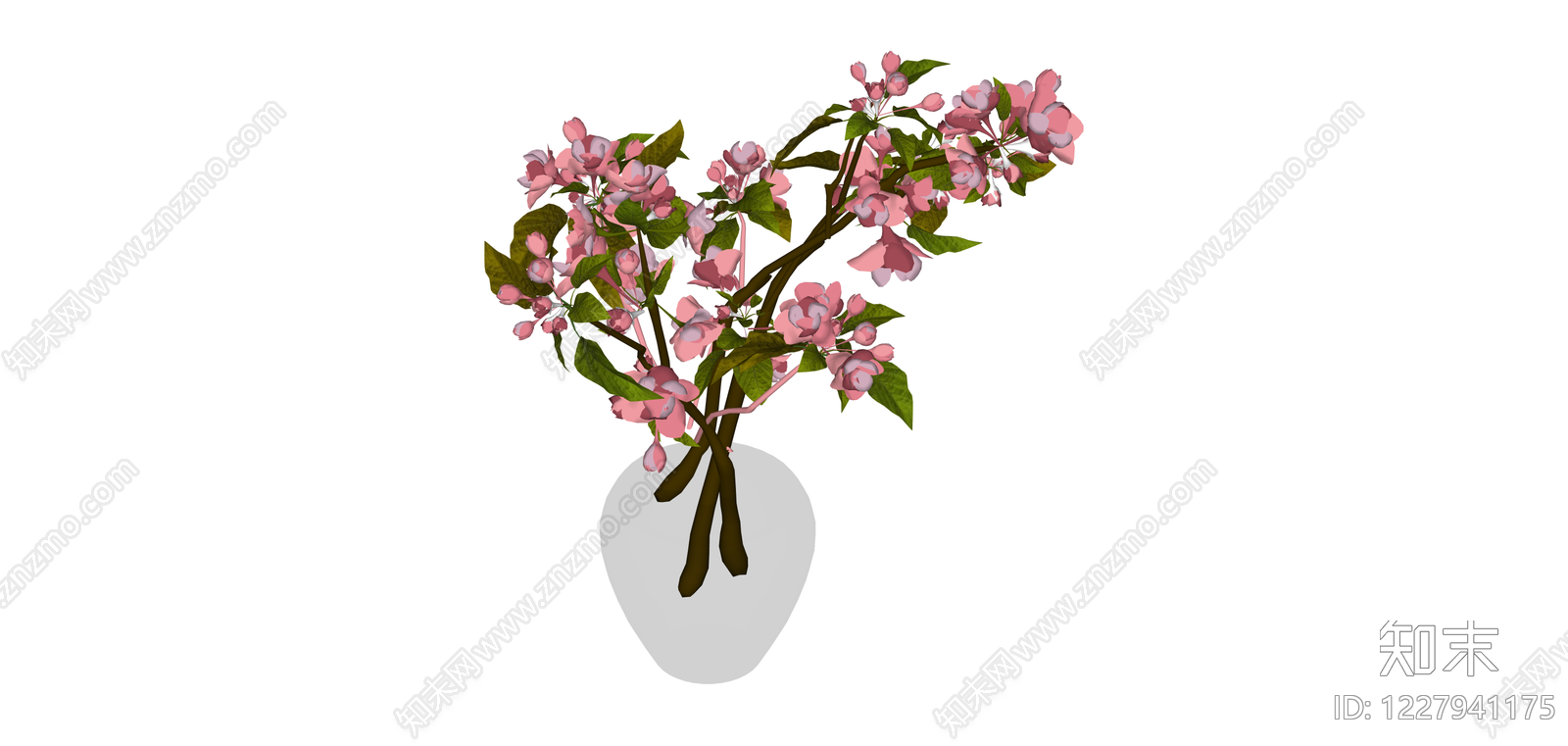 粉色花艺盆栽组合SU模型下载【ID:1227941175】