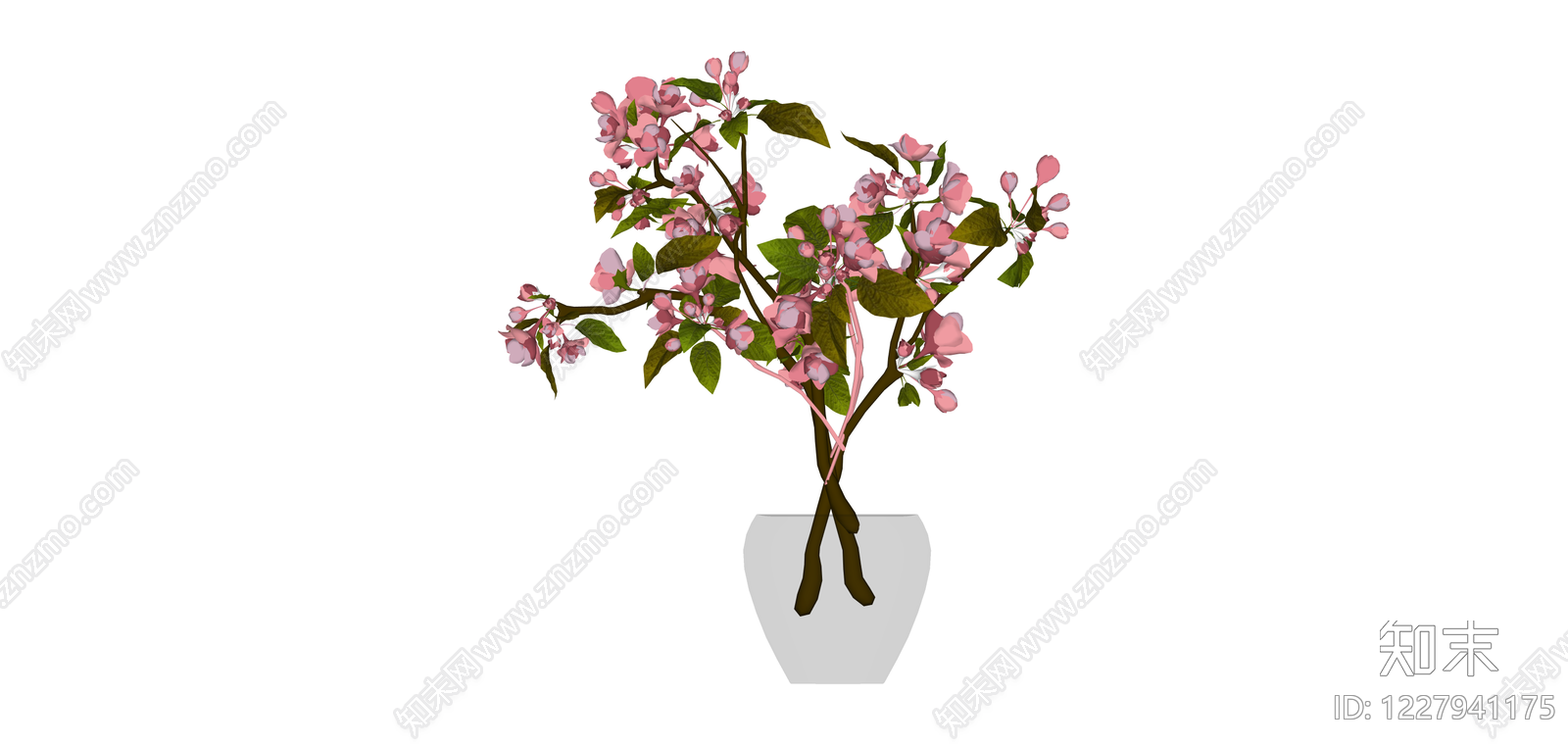 粉色花艺盆栽组合SU模型下载【ID:1227941175】