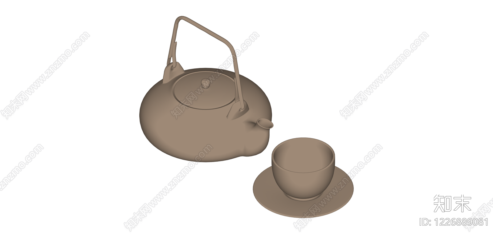 提梁壶茶杯组合SU模型下载【ID:1226889081】