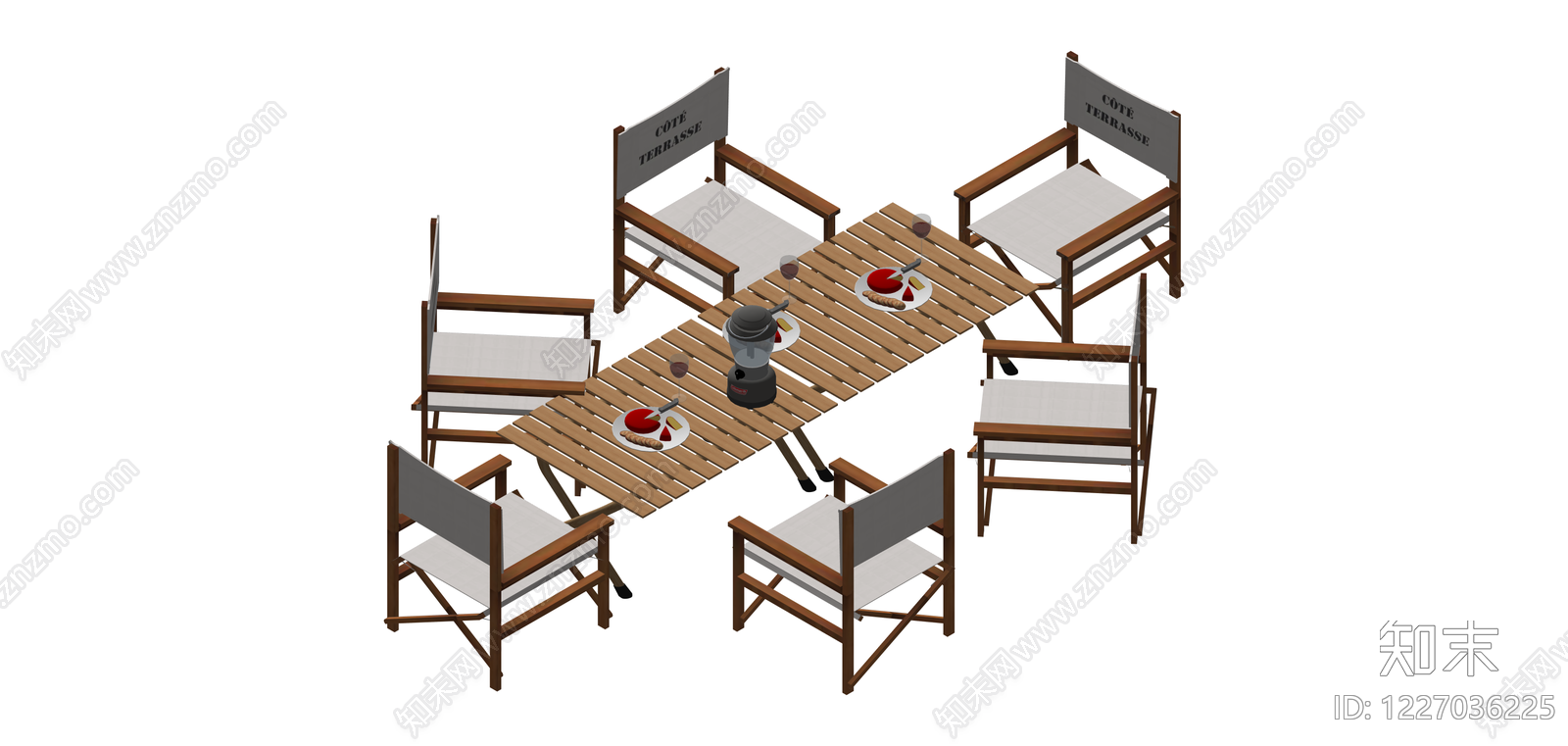 户外折叠桌椅组合SU模型下载【ID:1227036225】