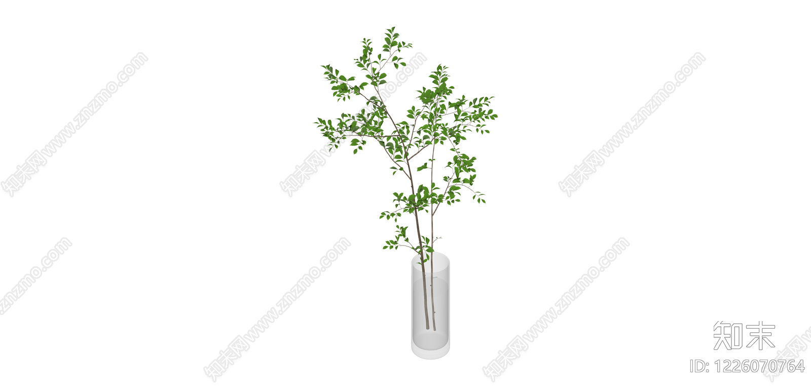 高瓶插绿植盆栽SU模型下载【ID:1226070764】