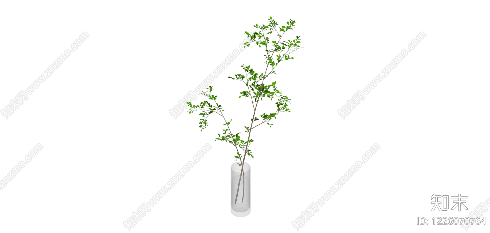 高瓶插绿植盆栽SU模型下载【ID:1226070764】