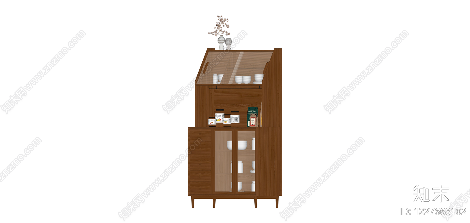 木质收纳展示柜SU模型下载【ID:1227668102】