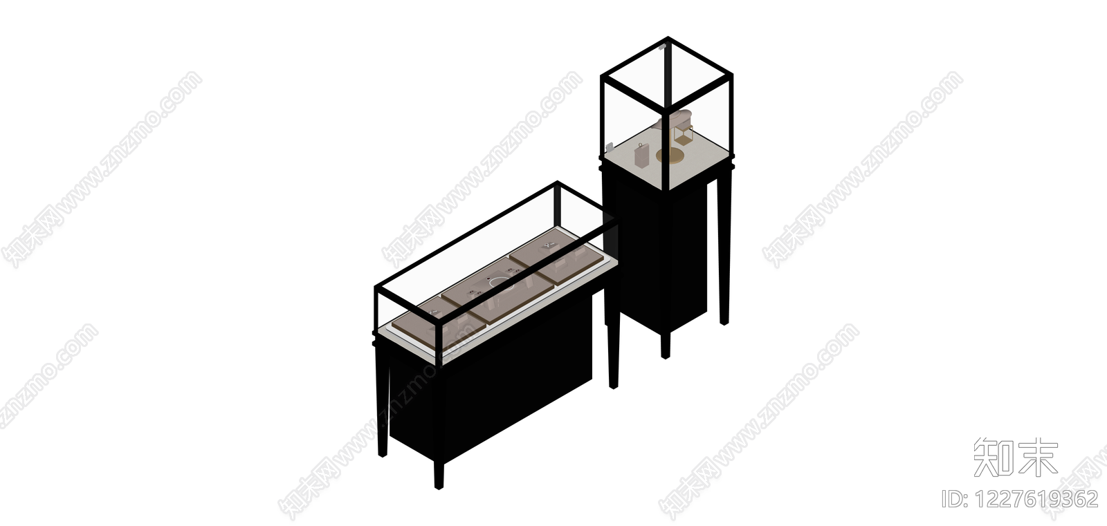 珠宝展示柜组合SU模型下载【ID:1227619362】