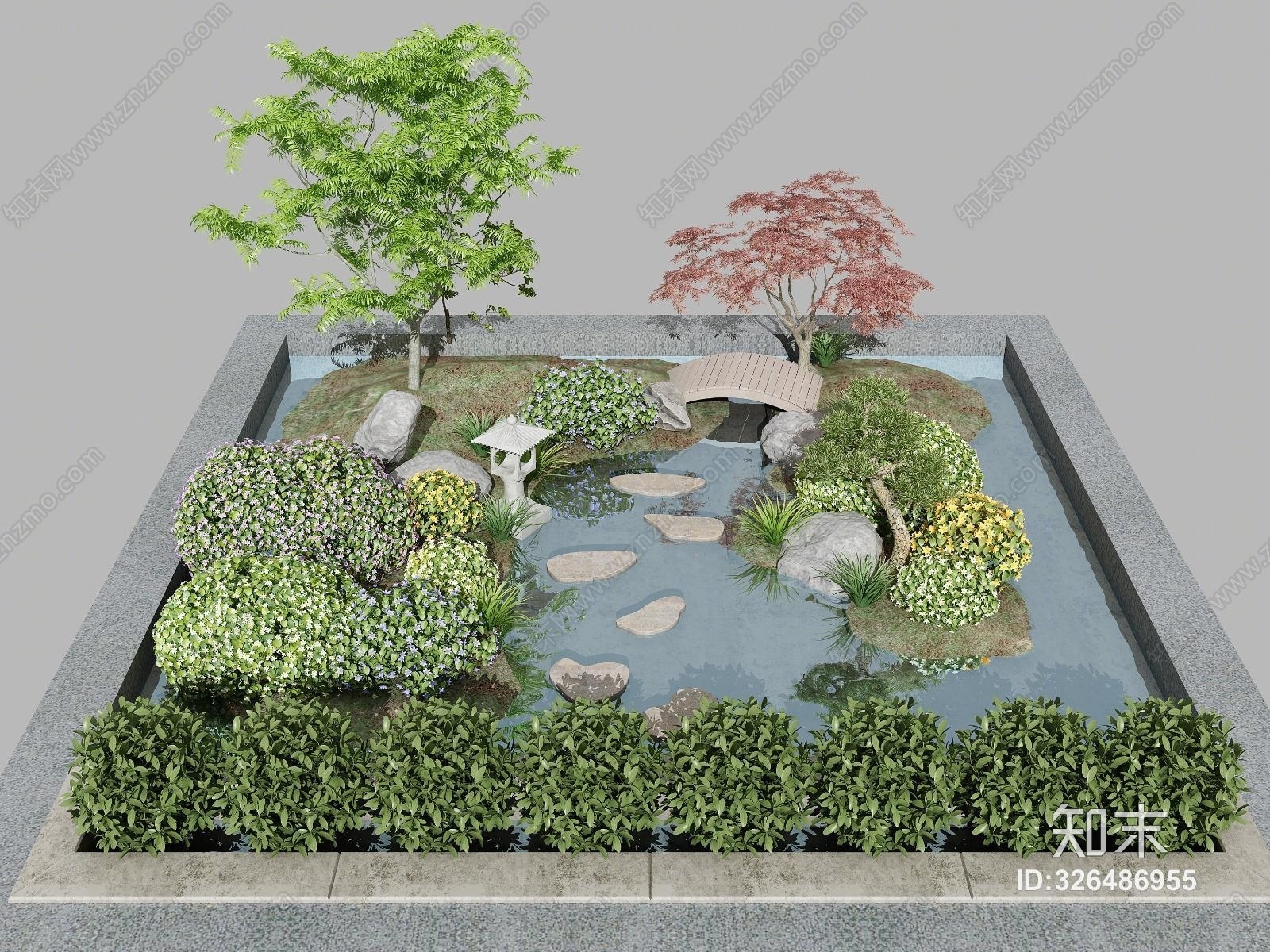 新中式园林组合3D模型下载【ID:326486955】