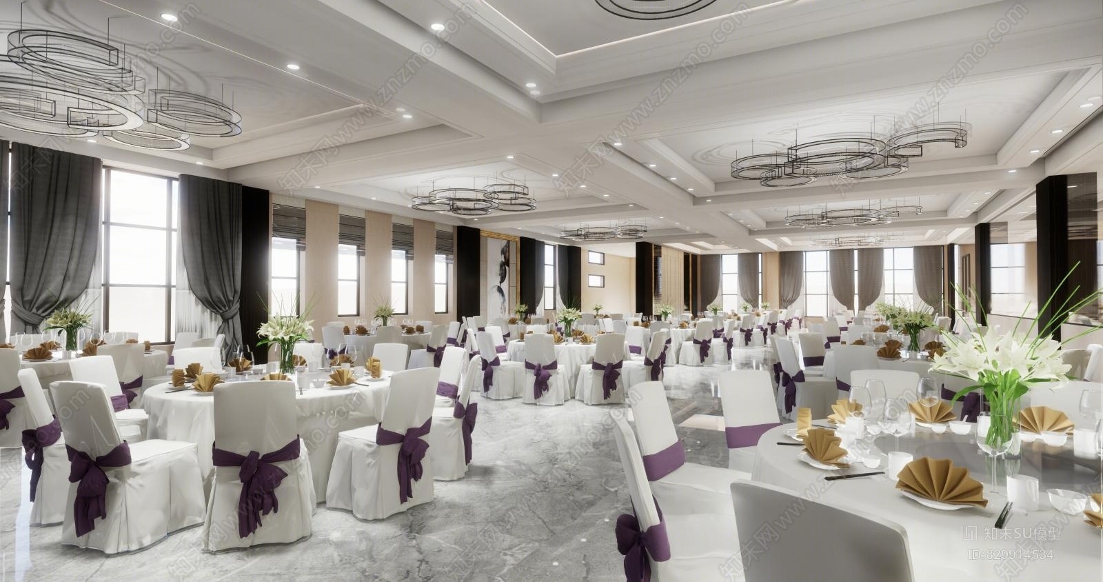 宴会厅和包间模型SU模型下载【ID:829914534】
