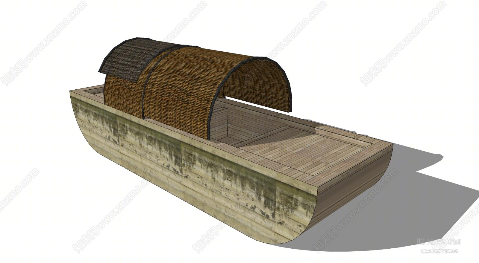 中式竹筏SU模型下载【ID:630979046】