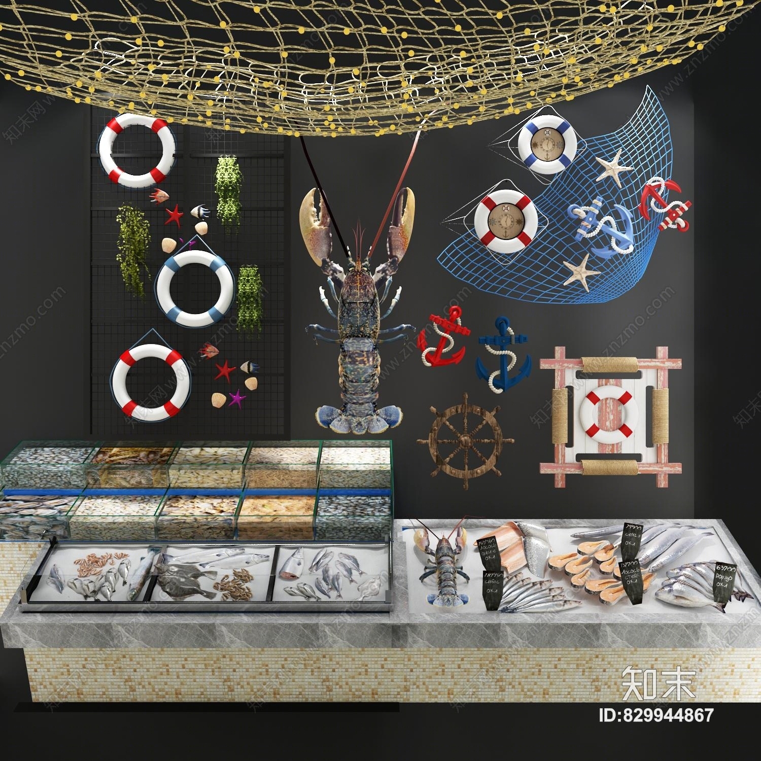 地中海海鲜3D模型下载【ID:829944867】