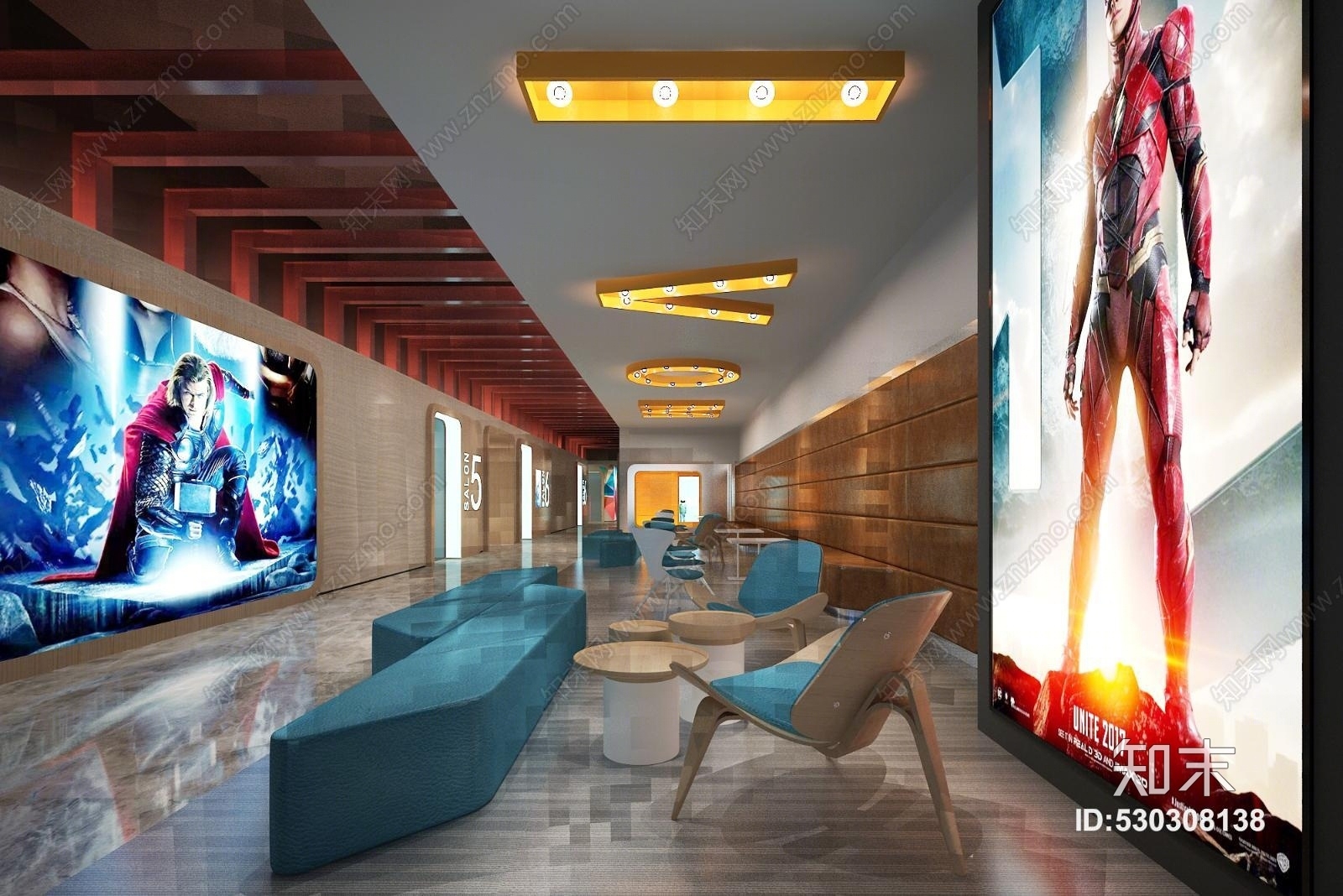 现代电影院过道等待大厅3D模型下载【ID:530308138】