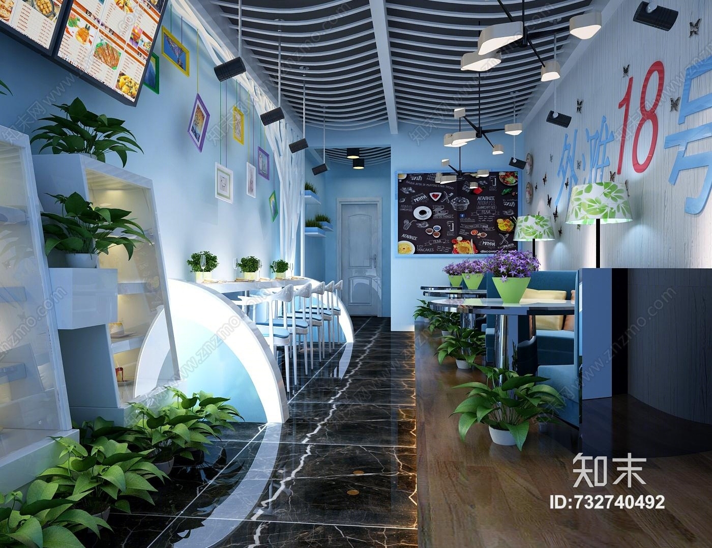 现代小吃店3D模型下载【ID:732740492】