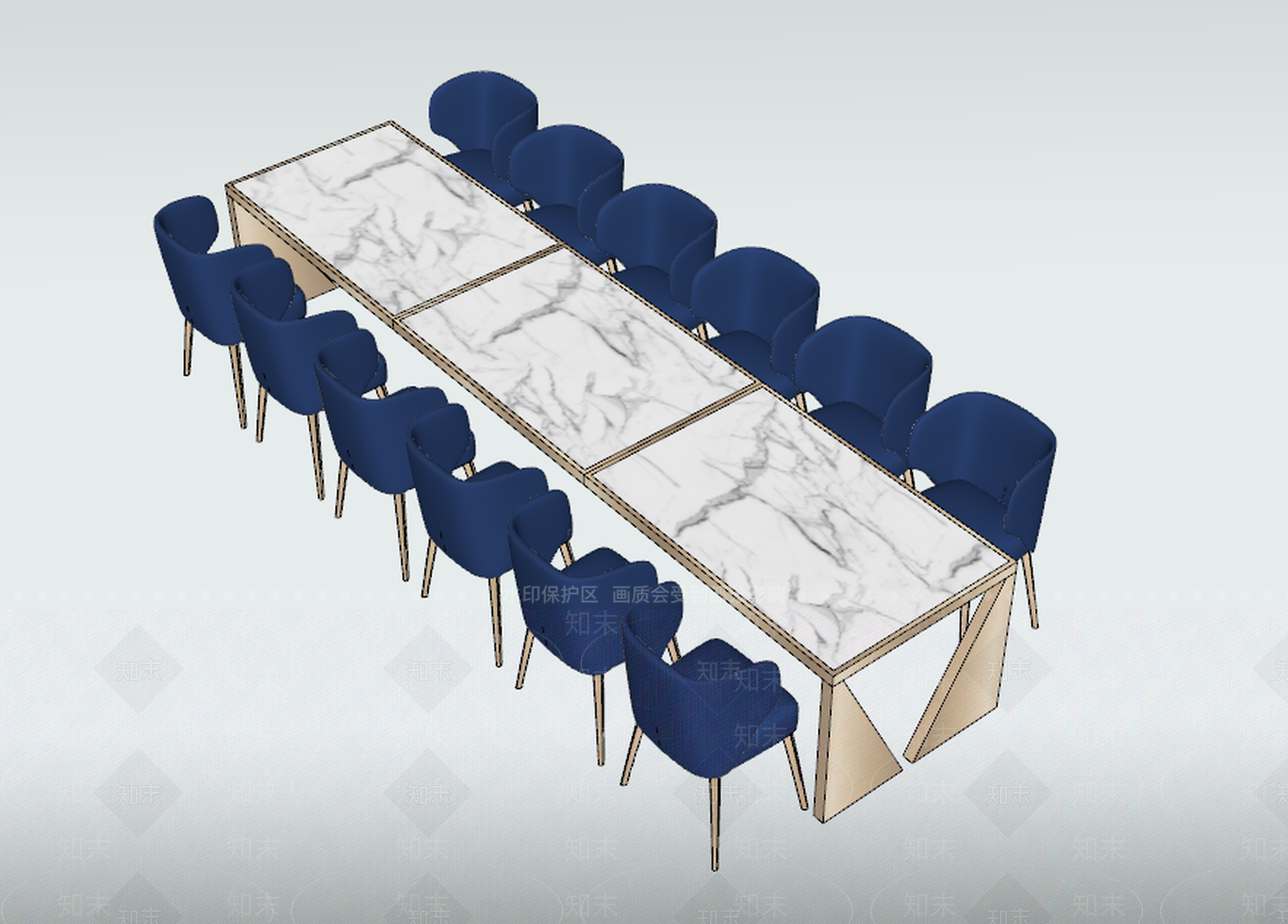 现代轻奢餐桌SU模型下载【ID:833161597】