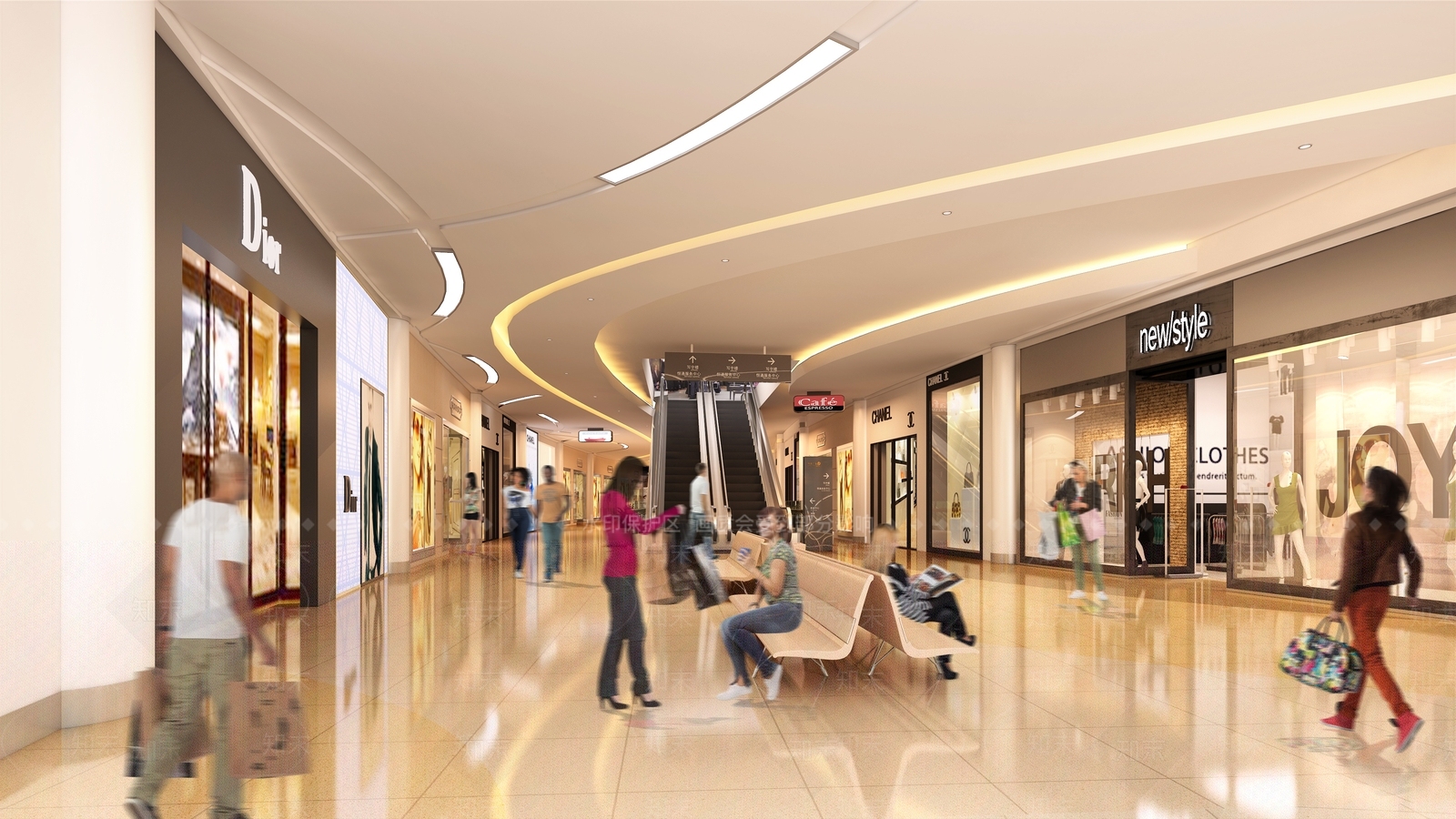 现代商场过道3D模型下载【ID:133825778】