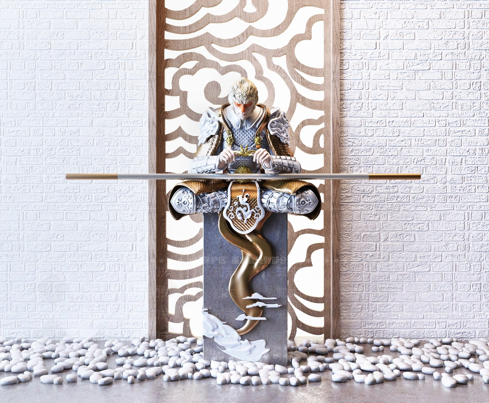 中式齐天大圣孙悟空摆件3D模型下载【ID:334934886】