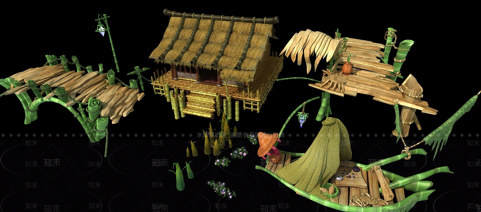 现代游戏竹屋3D模型下载【ID:233609808】