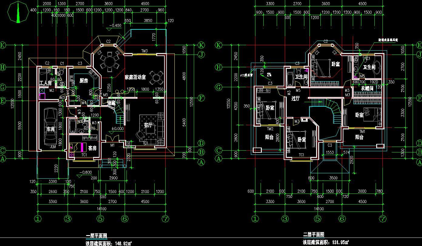 二层别墅施工图下载【ID:528806444】