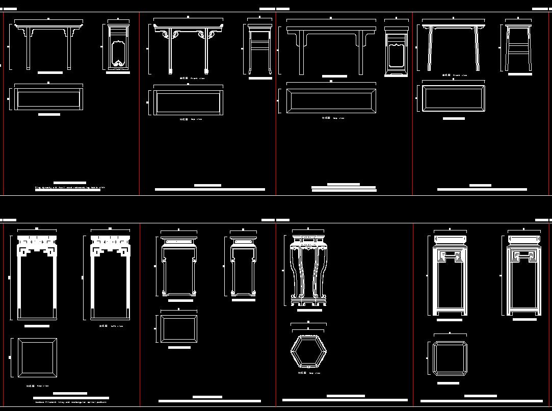 中式古典家具三视图施工图下载【id:232561104】