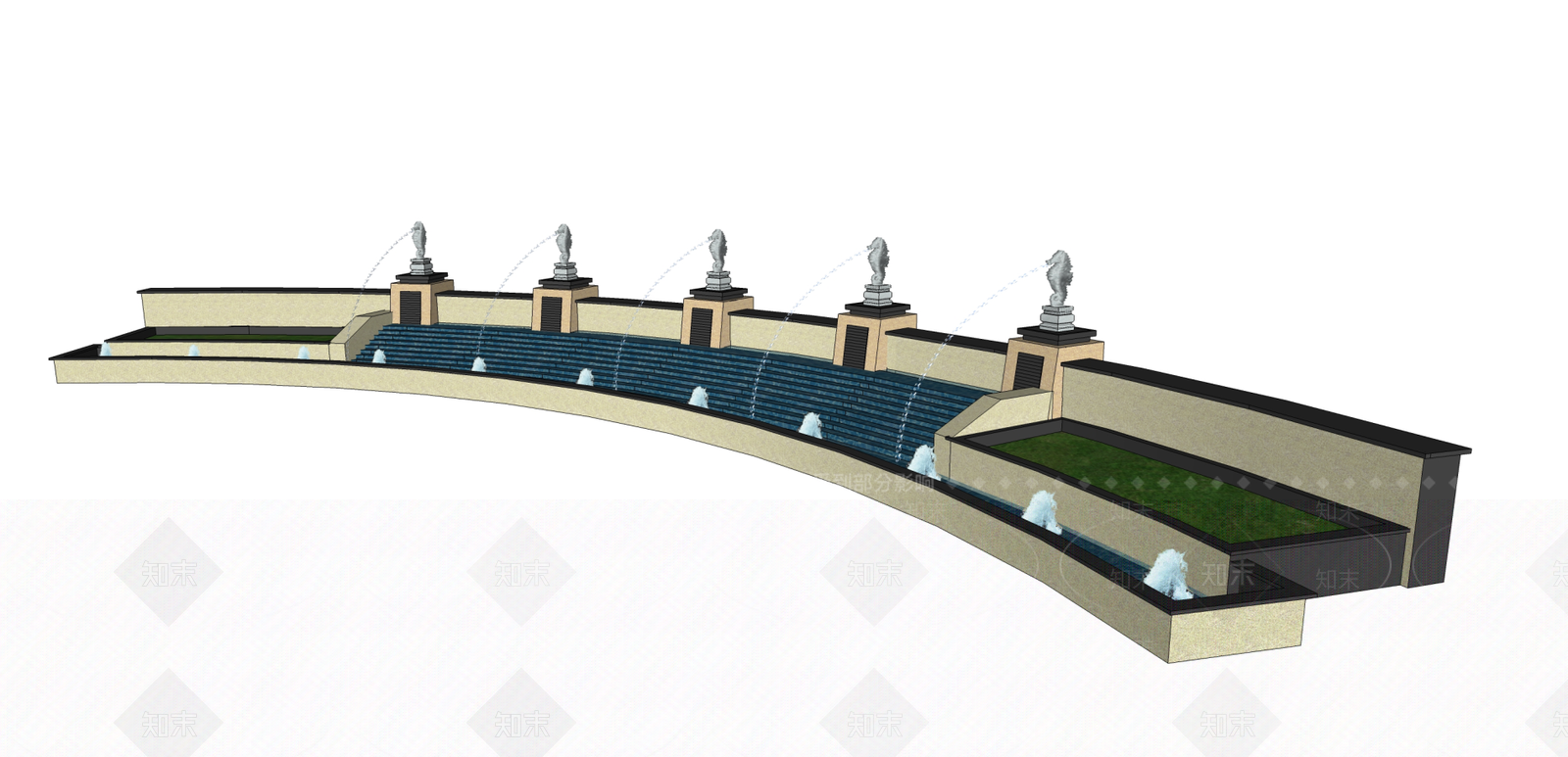 欧式水景SU模型下载【ID:632695639】