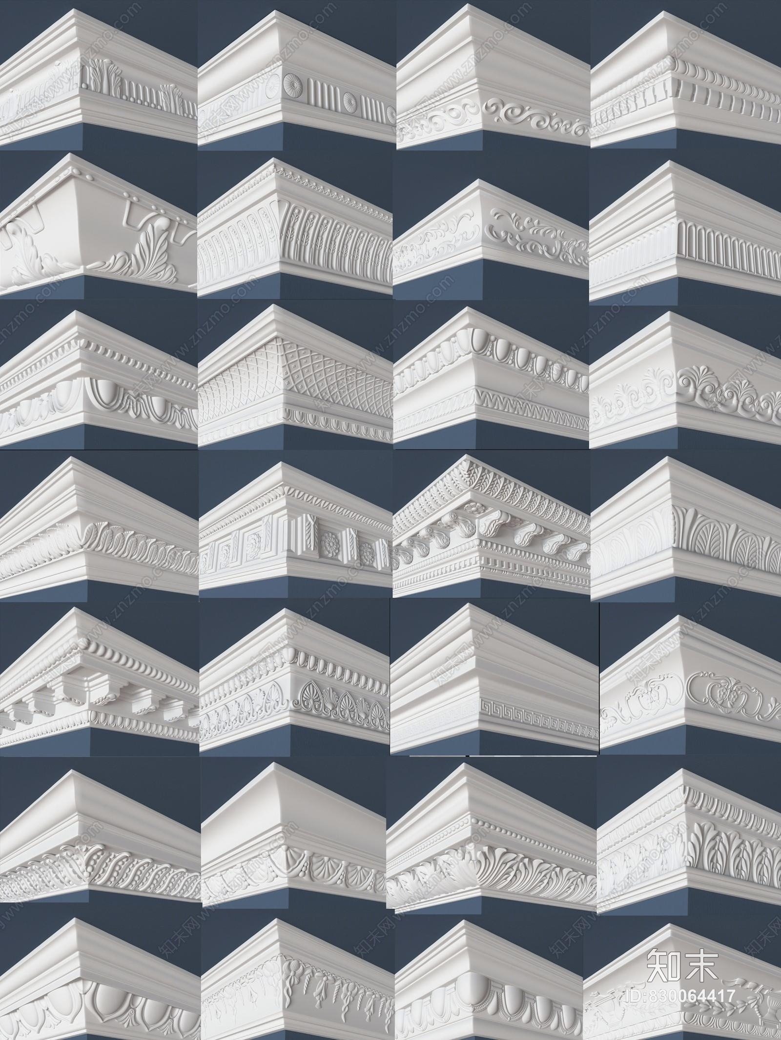 简欧石膏线欧式石膏线3d模型下载【id:830064417】